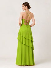 Tiered Ruffle Sweetheart Gown with Lace-Up Back Lime Green
