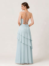 Tiered Ruffle Sweetheart Gown with Lace-Up Back Mist