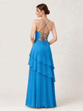 Tiered Ruffle Sweetheart Gown with Lace-Up Back Ocean Blue