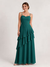 Tiered Ruffle Sweetheart Gown with Lace-Up Back Peacock