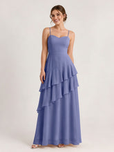 Tiered Ruffle Sweetheart Gown with Lace-Up Back Periwinkle