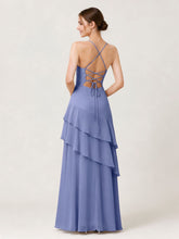 Tiered Ruffle Sweetheart Gown with Lace-Up Back Periwinkle