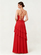 Tiered Ruffle Sweetheart Gown with Lace-Up Back Red