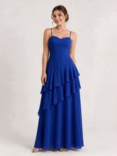 Tiered Ruffle Sweetheart Gown with Lace-Up Back Royal Blue