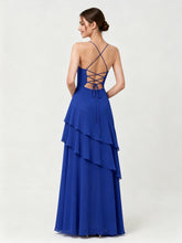 Tiered Ruffle Sweetheart Gown with Lace-Up Back Royal Blue