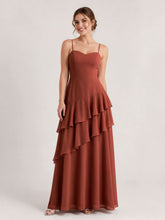 Tiered Ruffle Sweetheart Gown with Lace-Up Back Rust