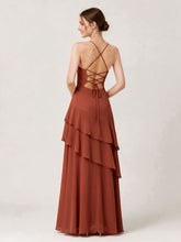 Tiered Ruffle Sweetheart Gown with Lace-Up Back Rust