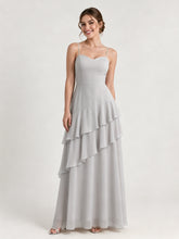 Tiered Ruffle Sweetheart Gown with Lace-Up Back Silver