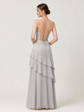 Tiered Ruffle Sweetheart Gown with Lace-Up Back Silver