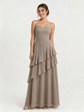 Tiered Ruffle Sweetheart Gown with Lace-Up Back Taupe