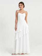 Tiered Ruffle Sweetheart Gown with Lace-Up Back White