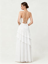 Tiered Ruffle Sweetheart Gown with Lace-Up Back White