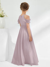 Off-the-shoulder Ruched Junior Bridesmaid Dresses Dusk