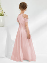 Off-the-shoulder Ruched Junior Bridesmaid Dresses Dusty Rose