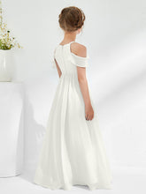 Off-the-shoulder Ruched Junior Bridesmaid Dresses Ivory