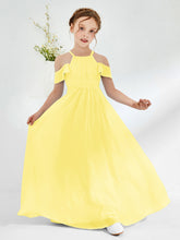 Off-the-shoulder Ruched Junior Bridesmaid Dresses Lemon
