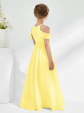 Off-the-shoulder Ruched Junior Bridesmaid Dresses Lemon