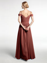 Chiffon Bridesmaid Dress with Pleated Bodice-Terracotta