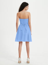 Strapless Sweetheart Neck Mini Dresses-Blue