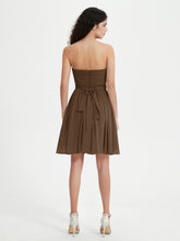 Strapless Sweetheart Neck Mini Dresses-Brown