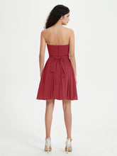 Strapless Sweetheart Neck Mini Dresses-Burgundy