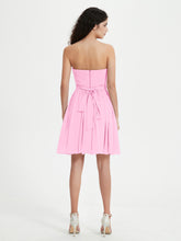 Strapless Sweetheart Neck Mini Dresses-Candy Pink