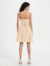 Strapless Sweetheart Neck Mini Dresses-Champagne