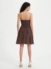 Strapless Sweetheart Neck Mini Dresses-Chocolate