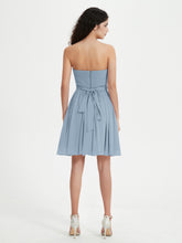 Strapless Sweetheart Neck Mini Dresses-Dusty Blue
