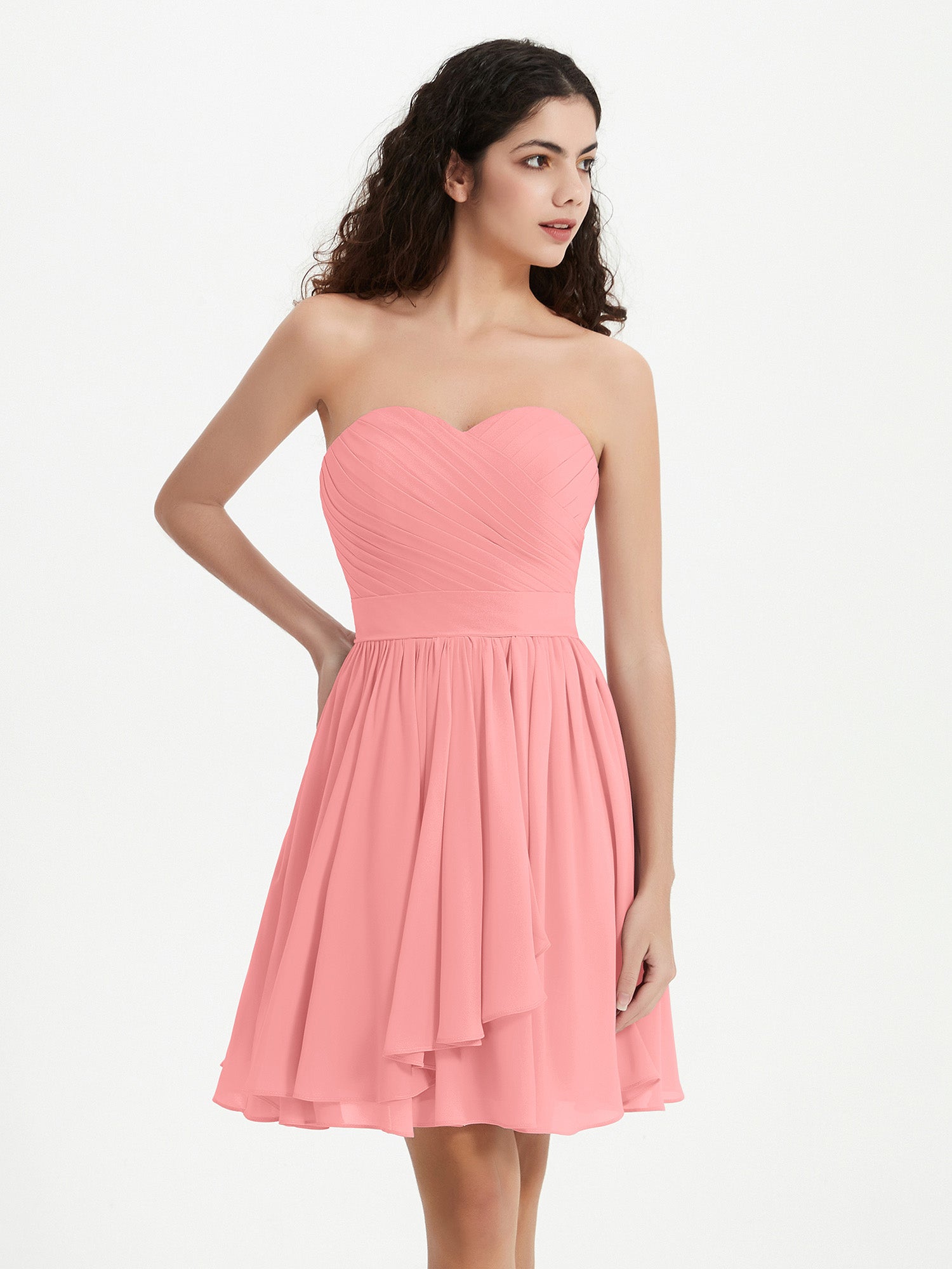 BABARONI Strapless Sweetheart Neck Mini Dresses-Flamingo Plus Size, Flamingo / US18