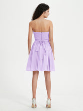 Strapless Sweetheart Neck Mini Dresses-Lilac