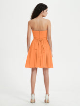 Strapless Sweetheart Neck Mini Dresses-Orange