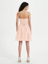 Strapless Sweetheart Neck Mini Dresses-Pearl Pink