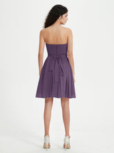 Strapless Sweetheart Neck Mini Dresses-Plum