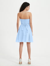 Strapless Sweetheart Neck Mini Dresses-Sky Blue