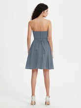 Strapless Sweetheart Neck Mini Dresses-Slate Blue