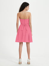 Strapless Sweetheart Neck Mini Dresses-Watermelon
