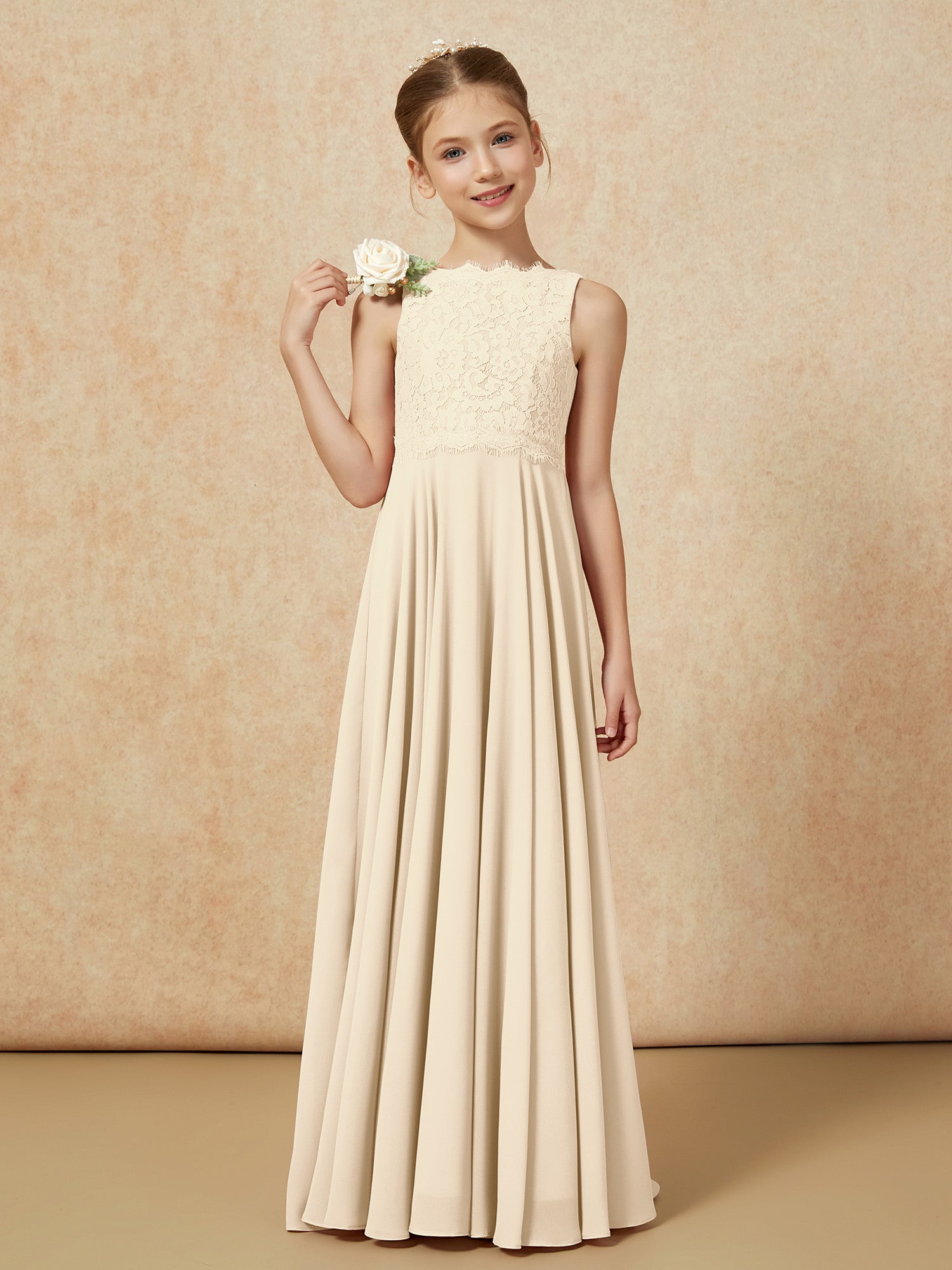 Bateau A-line Junior Bridesmaid Gowns with Bow Burgundy