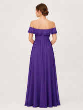 Tiered Ruffled Off-the-Shoulder A-Line Gown with Slit Regency