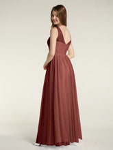 Illusion Neck Cross Tulle Bridesmaid Dresses-Terracotta