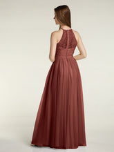 Lace Bodice and Tulle Skirt Long Dresses-Terracotta