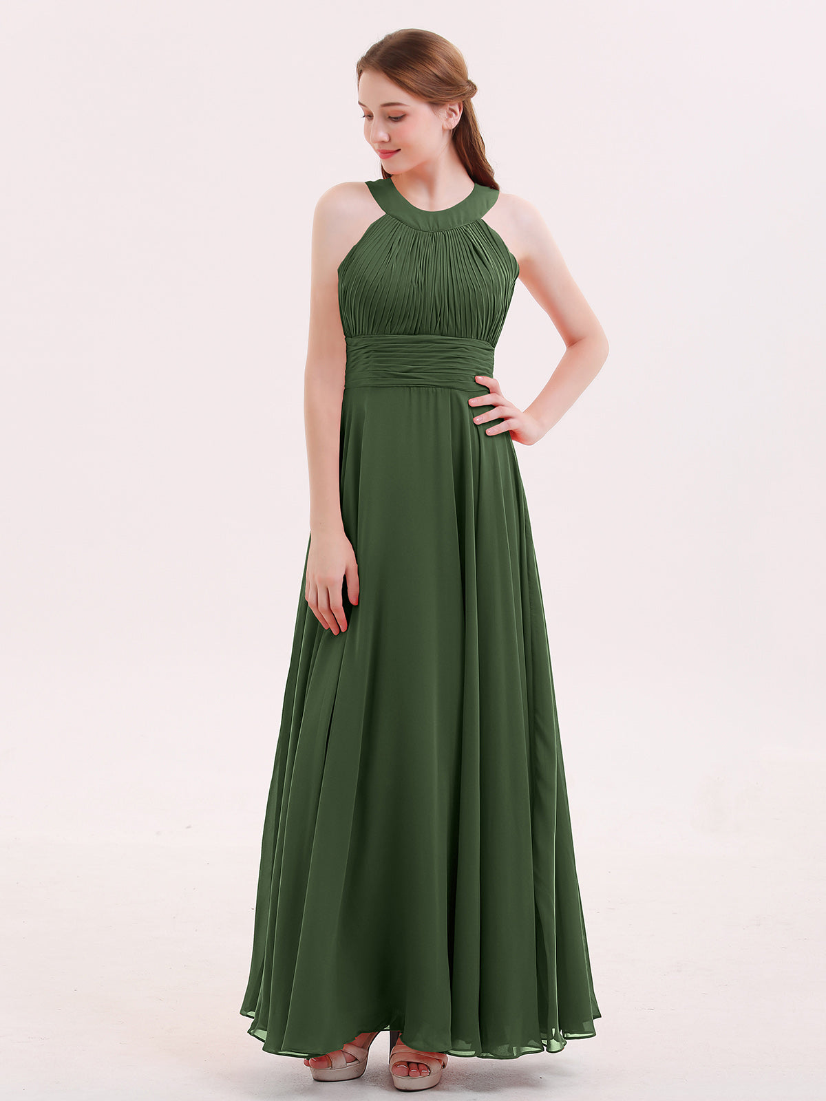 Criss-Cross Open Back Gown with Spaghetti Strap Olive Green Plus Size