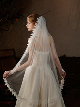One-tier Lace Tulle Wedding Fingertip Veils