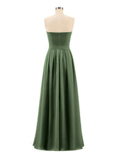 Chiffon Strapless Bridesmaid Gown with Sash-Olive Green