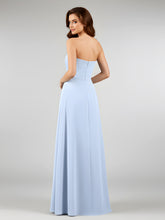 Chiffon Strapless Bridesmaid Gown with Sash-Sky Blue