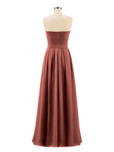 Chiffon Strapless Bridesmaid Gown with Sash-Terracotta