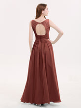 Lace and Chiffon Dresses with Open Back-Terracotta