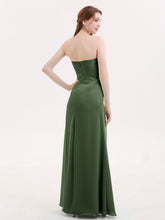 Strapless Sweetheart Neck Dress with Slit-Olive Green