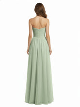 Strapless Sweetheart Long Tulle Bridesmaid Dresses-Dusty Sage