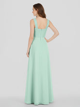 Shoulder Strap Lace AND CHIFFON Long Dress-Mint Green